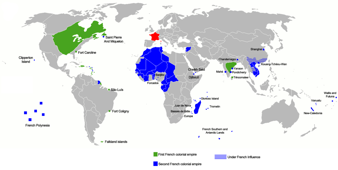Karte aller Französischen Kolonien